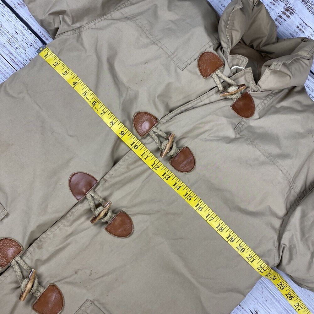 VTG GANDER MOUNTAIN Beige Duck Down Puffer Jacket Coat Men's Medium Toggle Front - Picture 3 of 13